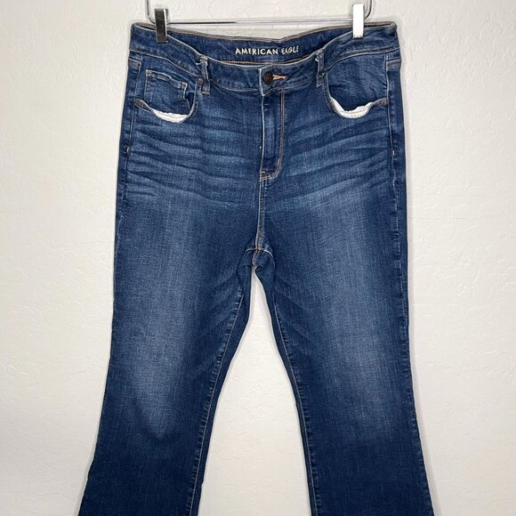 American Eagle Stretch Dark Kickboot Bootcut Jeans Size 18 Long #62 - Picture 3 of 9